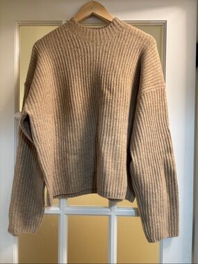 Uniqlo Ribbed Mock Neck Sweater - Camel Brown